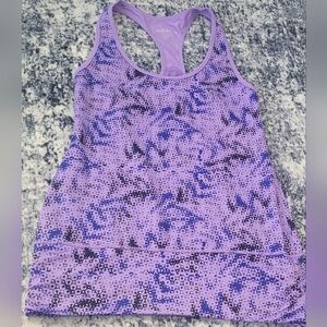 Zella Purple Floral Racerback Athletic Tank Built In Bra Size M